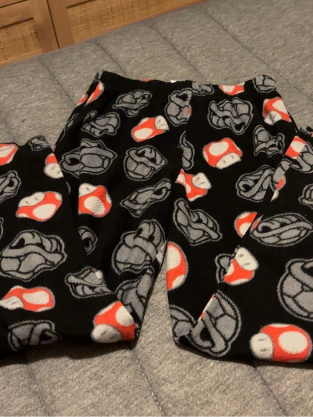 black and red mushroom print pyjama bottoms 10-12 in boy
